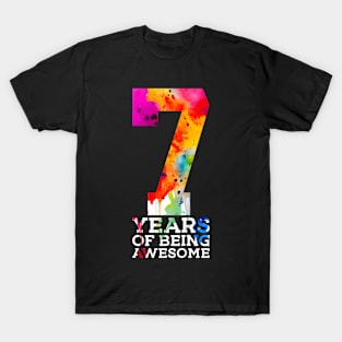 Kids 7 Years Of Being Awesome 7Th Birthday T-Shirt